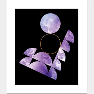 Purple Moon Space 70s Retro Abstract Posters and Art